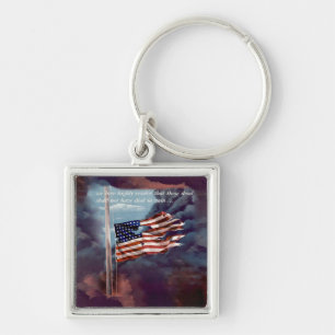 Fallen But Not Forgotten Smoke and Torn Flag Keychain