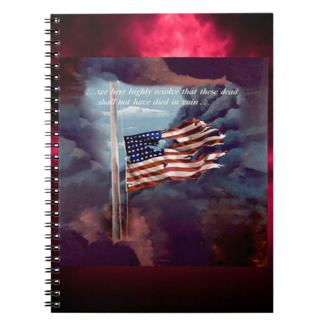 Fallen But Not Forgotten Smoke and Torn Flag Notebook (Front)