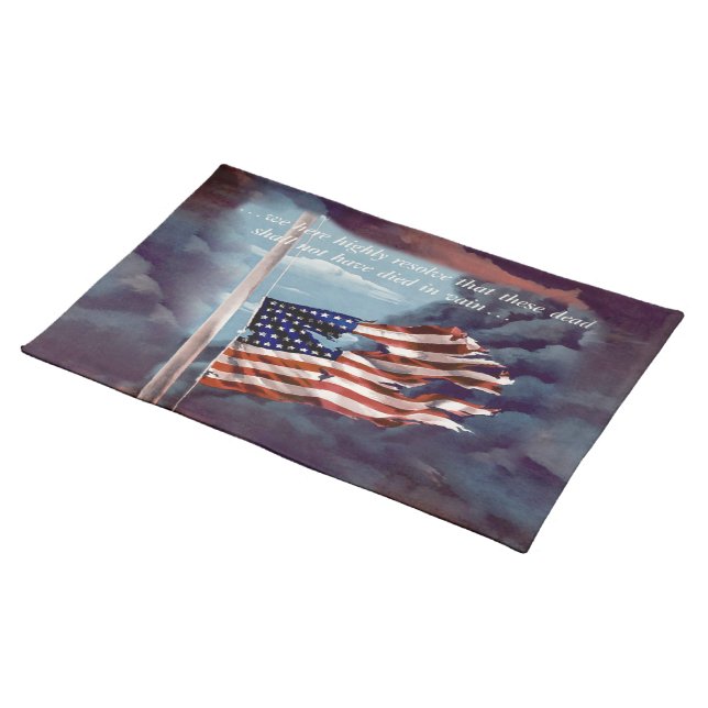 Fallen But Not Forgotten Smoke and Torn Flag Placemat (On Table)