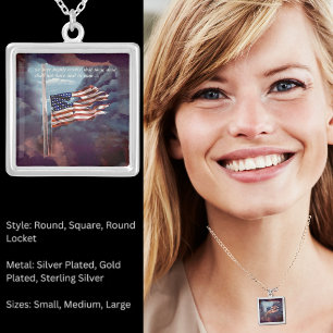 Fallen But Not Forgotten Smoke and Torn Flag SQ Silver Plated Necklace