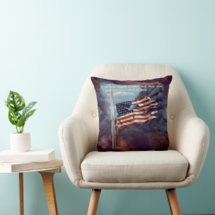 Fallen But Not Forgotten Smoke and Torn Flag Throw Pillow