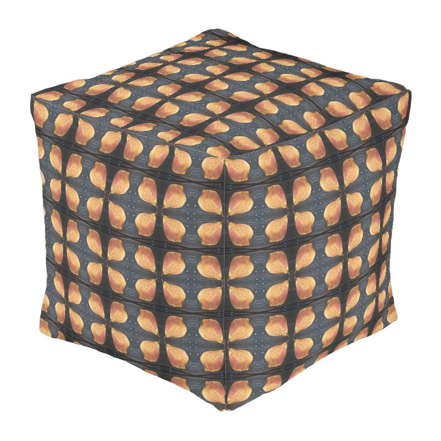 Fallen Leaf Pattern with Nailheads Outdoor Pouf (Angled Front)