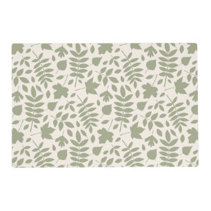 Fallen Leaves 2Way Pattern Green on Cream Placemat
