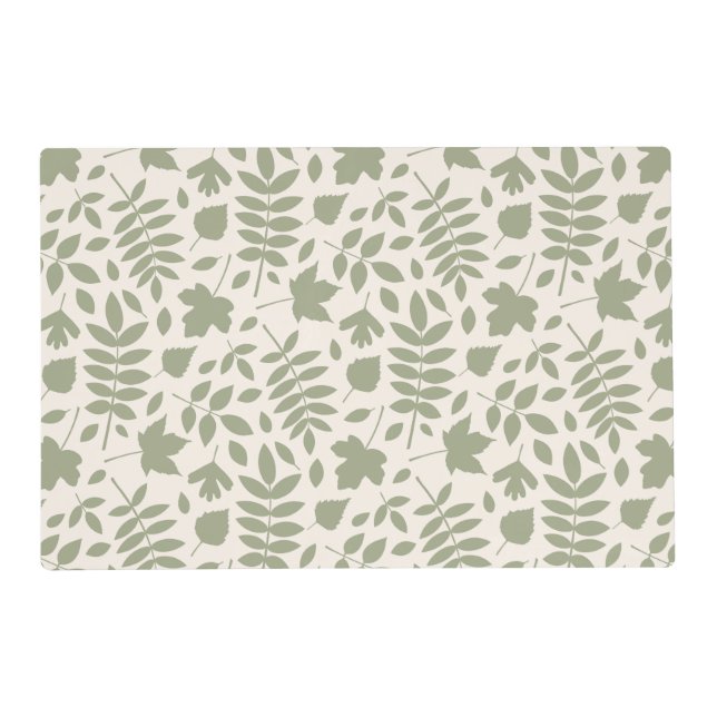 Fallen Leaves 2Way Pattern Green on Cream Placemat (Front)