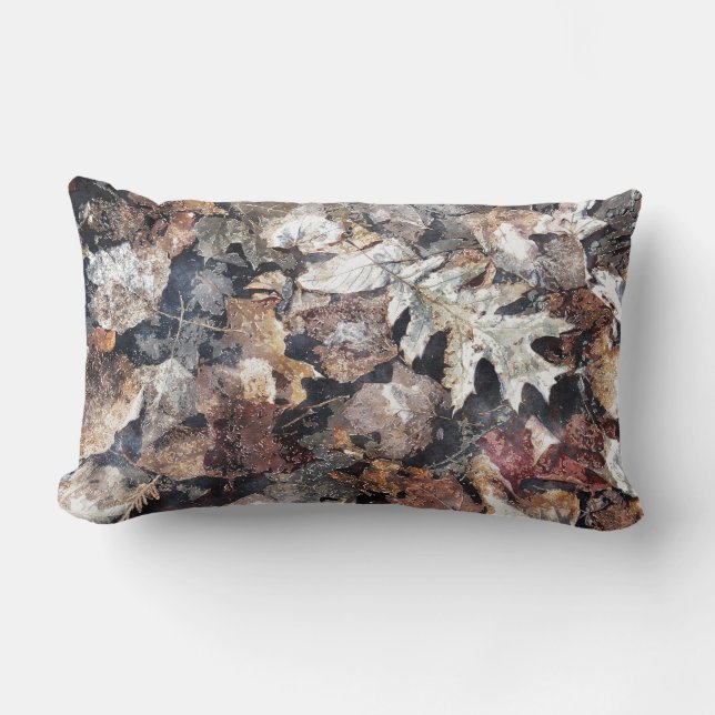 Fallen Leaves Autumn Winter Watercolor Art Lumbar Pillow (Front)
