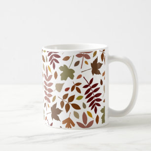 Fallen Leaves Big Pattern Fall Colors on White Coffee Mug