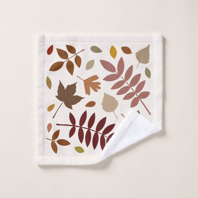 Fallen Leaves Design Fall Colors on Cream Wash Cloth (Wash Cloth)