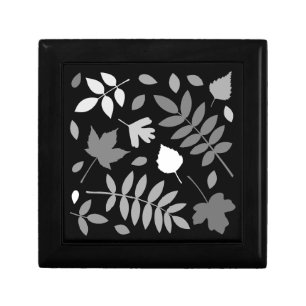 Fallen Leaves Design Greys White Black Gift Box
