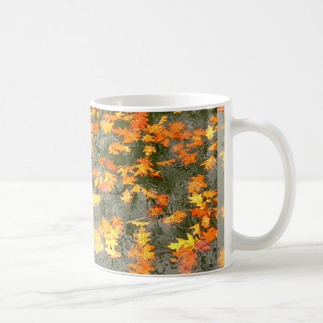 fallen leaves in rain coffee mug (Right)