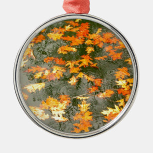 Fallen leaves in rain Thunder_Cove Metal Ornament