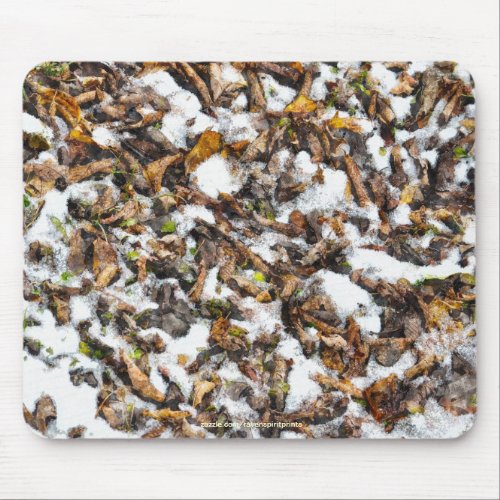 Fallen Leaves in Snow Winter Watercolour Art Mouse Pad