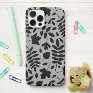 Fallen Leaves Lg Pattern Black on Grey iPhone 12 Pro Max Case