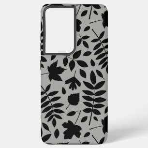 Fallen Leaves Lg Pattern Black on Grey Samsung Galaxy S21+ Case