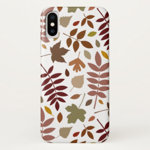 Fallen Leaves Lg Pattern Fall Colors on White iPhone X Case