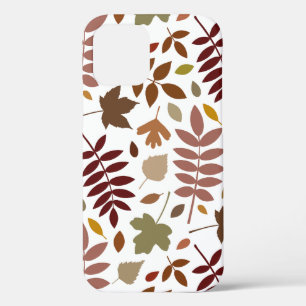 Fallen Leaves Lg Pattern Fall Colors on White iPhone 12 Pro Case