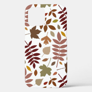 Fallen Leaves Lg Pattern Fall Colors on White iPhone 12 Pro Case