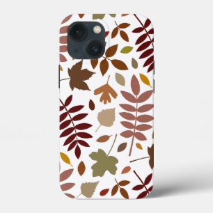 Fallen Leaves Lg Pattern Fall Colors on White iPhone 13 Mini Case
