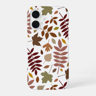Fallen Leaves Lg Pattern Fall Colors on White iPhone 16 Case