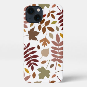 Fallen Leaves Lg Pattern Fall Colors on White iPhone 13 Case