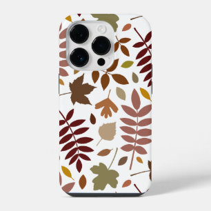 Fallen Leaves Lg Pattern Fall Colors on White iPhone 14 Pro Case