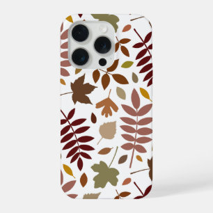 Fallen Leaves Lg Pattern Fall Colors on White iPhone 15 Pro Case