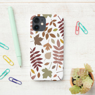 Fallen Leaves Lg Pattern Fall Colors on White iPhone 12 Mini Case