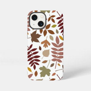 Fallen Leaves Lg Pattern Fall Colors on White iPhone 13 Mini Case