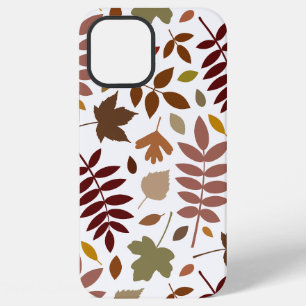 Fallen Leaves Lg Pattern Fall Colors on White iPhone 12 Pro Max Case