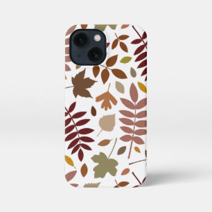 Fallen Leaves Lg Pattern Fall Colors on White iPhone 13 Mini Case