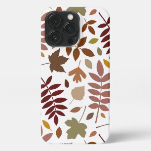 Fallen Leaves Lg Pattern Fall Colors on White iPhone 13 Pro Case