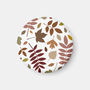 Fallen Leaves Lg Pattern Fall Colors on White Magnet