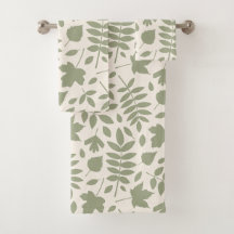 Fallen Leaves Lg Pattern Green on Cream