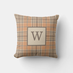 Fallen Leaves Mini Squares Busy Fall Monogram Throw Pillow