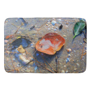 Fallen Leaves on Sand Bathroom Mat