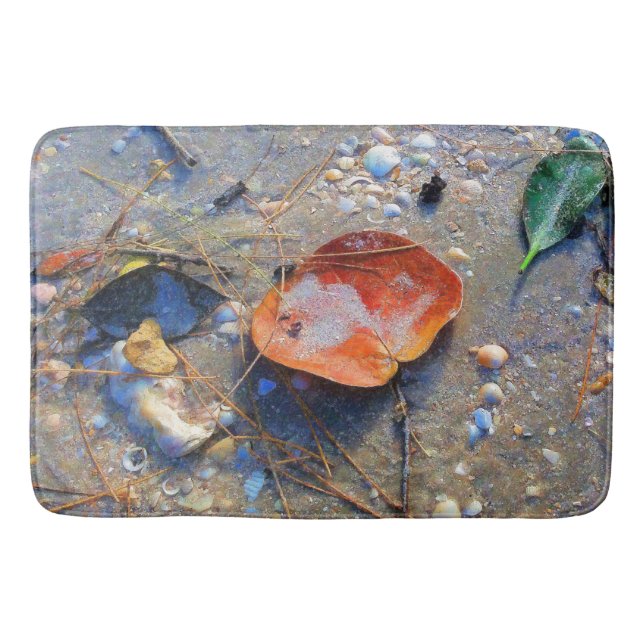 Fallen Leaves on Sand Bathroom Mat (Front)