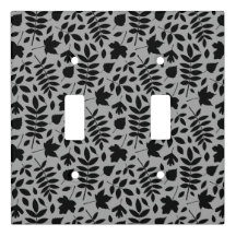 Fallen Leaves Pattern Black on Grey