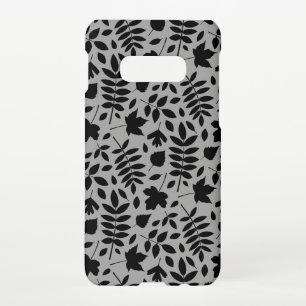 Fallen Leaves Pattern Black on Grey Samsung Galaxy S10E Case