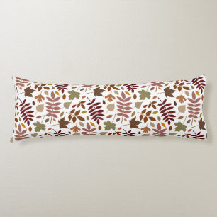 Fallen Leaves Pattern Fall Colors on White Body Pillow