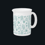 Fallen Leaves Pattern Lt Teal on White Beverage Pitcher<br><div class="desc">Autumnal fallen leaves in a surface pattern design in light teal detail on a white background.</div>