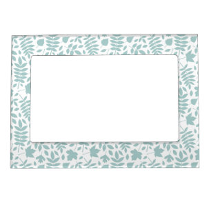 Fallen Leaves Pattern Lt Teal on White Magnetic Frame