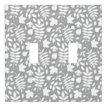 Fallen Leaves Pattern White on Grey