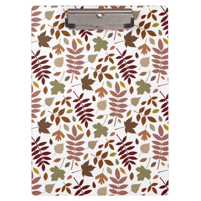 Fallen Leaves Rpt Pattern Fall Colors on White Clipboard (Front)