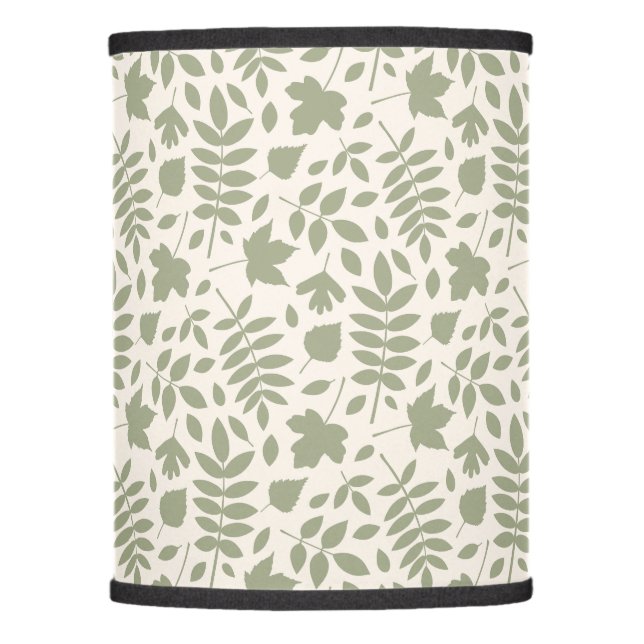 Fallen Leaves Rpt Pattern Green on Cream Lamp Shade (Front)