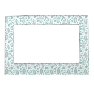 Fallen Leaves Rpt Pattern Lt Teal on White Magnetic Frame