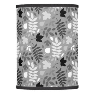 Fallen Leaves Rpt Pattern Monochrome on Grey Lamp Shade