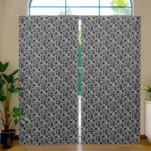 Fallen Leaves Sml Pattern Black on Grey Blackout Curtains