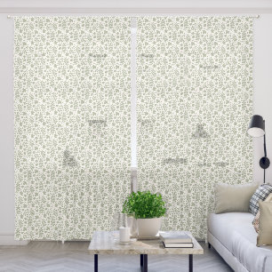 Fallen Leaves Sml Pattern Green on Cream Sheer Curtains