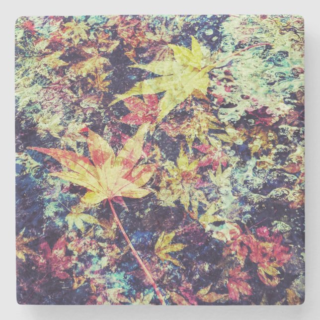 Fallen Leaves Stone Coaster (Front)