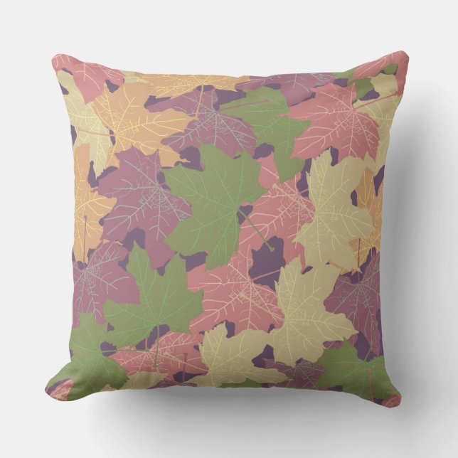 FALLEN MAPLE LEAVES HAPPY AUTUMN THROW PILLOW (Front)