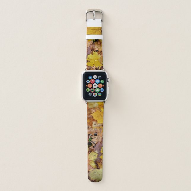 Fallen Maple Leaves Yellow Autumn Nature Apple Watch Band (Front)